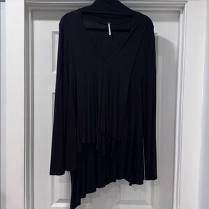 Free People Asymmetrical Black Drape Blouse
